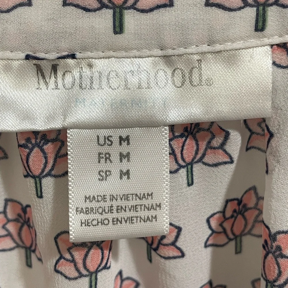 Motherhood Pink White Mixed Media Floral Sheer Blouse Size Medium - Picture 6 of 9